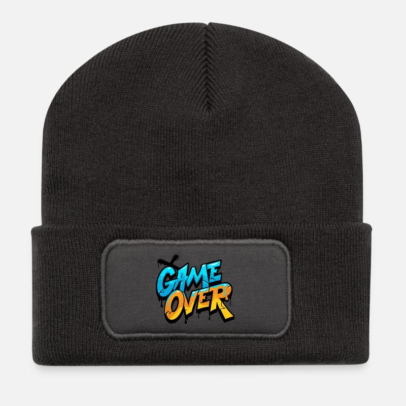 Game Over Graffiti Glow - Recycelte Patch Beanie - Dunkelgrau