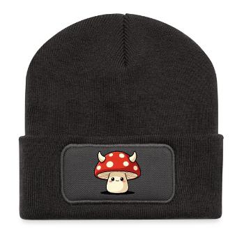 Dark Mushroom Mischief Cottagecore Graphic - Recycled Patch Beanie - dark grey - Front