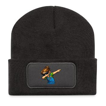 Dabbing Kindergärtnerin - Recycelte Patch Beanie - Dunkelgrau - Vorne