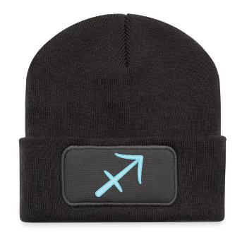 Schütze Tierkreiszeichen Pastel Blau - Recycelte Patch Beanie - Dunkelgrau - Vorne