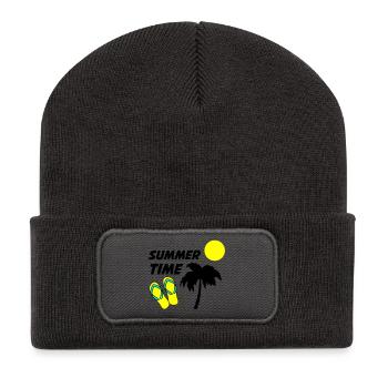 Beach flip-flops in the sunlight - Recycled Patch Beanie - dark grey - Front