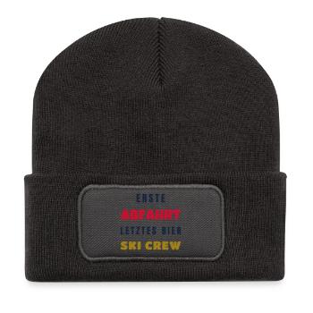 Erste Abfahrt letztes Bier Ski Crew Winter - Recycelte Patch Beanie - Dunkelgrau - Vorne