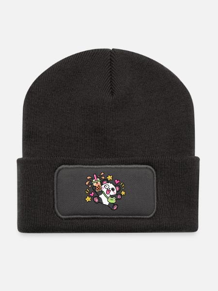 BB Panda - Recycelte Patch Beanie - Dunkelgrau