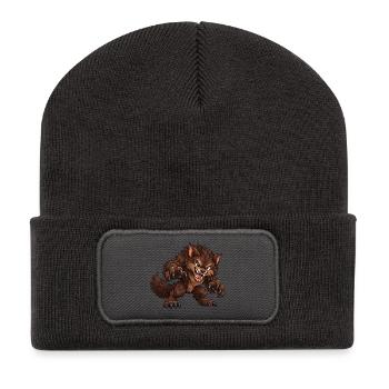 Werwolf - Monster unter dem Bett Party - Recycelte Patch Beanie - Dunkelgrau - Vorne