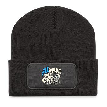 KI hat mich zum Weinen gebracht, Skelett. - Recycelte Patch Beanie - Dunkelgrau - Vorne