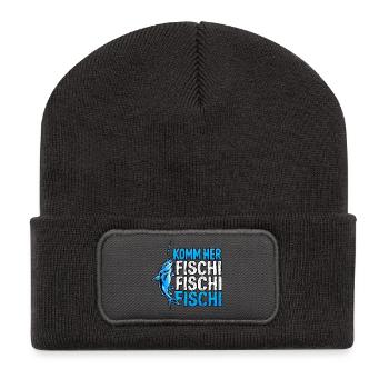 Komm Herr Fischi Angler - Recycelte Patch Beanie - Dunkelgrau - Vorne