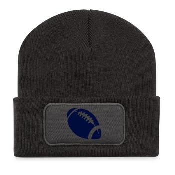 Dunkles Football Stitch-Design - Recycelte Patch Beanie - Dunkelgrau - Vorne