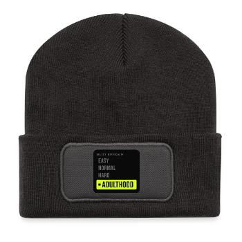 Schwierigkeitsgrad: Leicht, Normal, schweres Erwachsenenalter, - Recycelte Patch Beanie - Dunkelgrau - Vorne