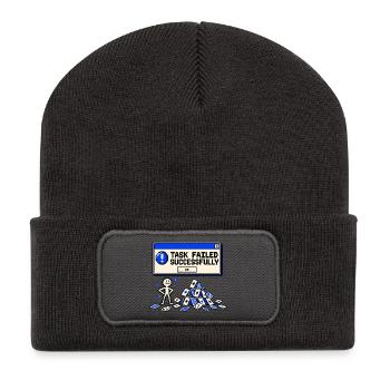 Aufgabe erfolgreich fehlgeschlagen - Recycelte Patch Beanie - Dunkelgrau - Vorne