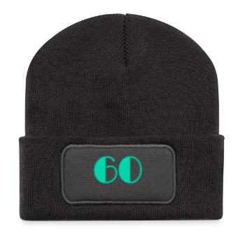 60 ANS. 60e ANNIVERSAIRE. ANNIVERSAIRE 60 ANS. 60 - Beanie recyclé à patch - charbon - Devant