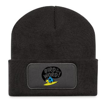 surfing bird - bird is the word - surfin bird - Recycelte Patch Beanie - Dunkelgrau - Vorne