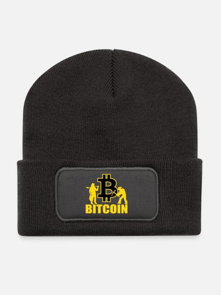Bitcoin Satoshi Nakamoto - Recycelte Patch Beanie - Dunkelgrau