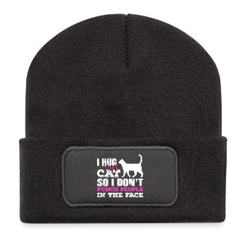 Chat T-shirt idée humour énonciations drôles de cadeau - Beanie recyclé à patch - charbon - Devant