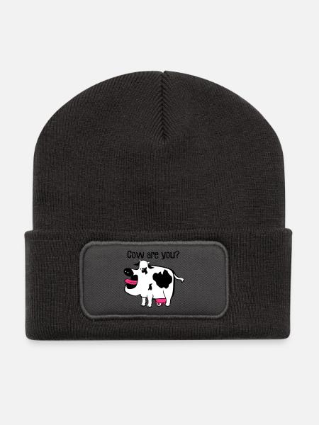Cow êtes-vous? - Beanie recyclé à patch - charbon