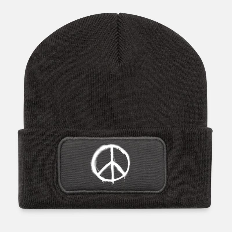 Peace sign graffiti - Recycled Patch Beanie - dark grey