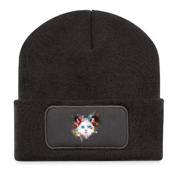 gxp chat mignon yeux bleus couleur de l'eau blobs - Beanie recyclé à patch - charbon - Devant