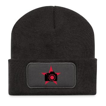 Photo / Fotografie - Beanie recyclé à patch - charbon - Devant