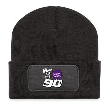 Fête des années 90 , Soirée à thème , pour toujours jeune (25) - Beanie recyclé à patch - charbon - Devant