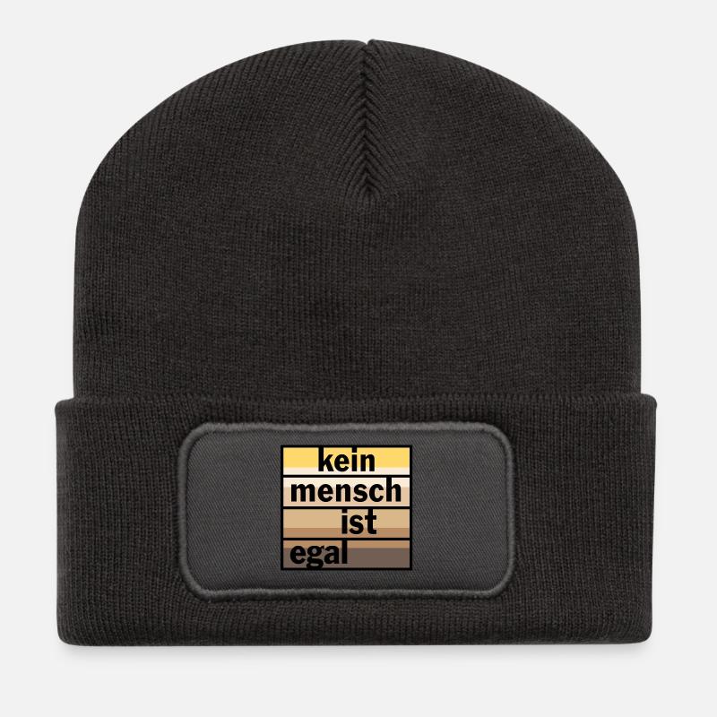 Kein Mensch ist egal - Recycelte Patch Beanie - Dunkelgrau