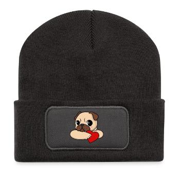 Carlin avec du cœur - Beanie recyclé à patch - charbon - Devant