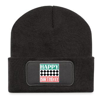 BIRTHDAY. HAPPY BIRTHDAY. HAPPY BIRTHDAY. - Recycled Patch Beanie - dark grey - Front