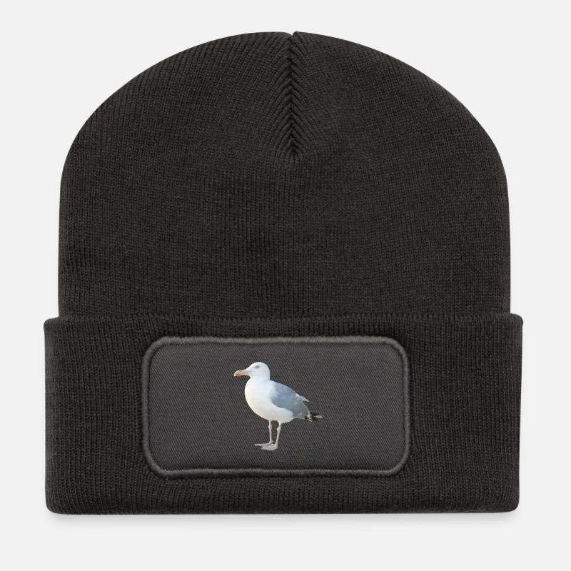 Möwe - Recycelte Patch Beanie - Dunkelgrau
