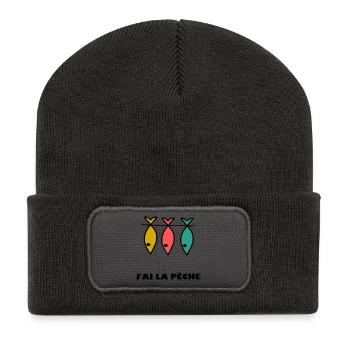 J'AI LA PÊCHE. HUMOUR. JE PEUX PAS. PÊCHE. POISSON - Beanie recyclé à patch - charbon - Devant
