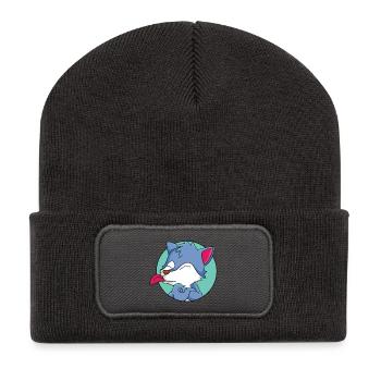 Cheeky little wolf - Recycled Patch Beanie - dark grey - Front