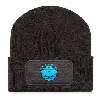 Welttag der Ozeane - Recycelte Patch Beanie - Dunkelgrau - Vorne