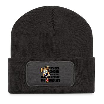 The most beautiful dog of all dogs * - Recycled Patch Beanie - dark grey - Front