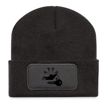 La clé de la nouvelle maison brille avec 3 étoiles - Beanie recyclé à patch - charbon - Devant