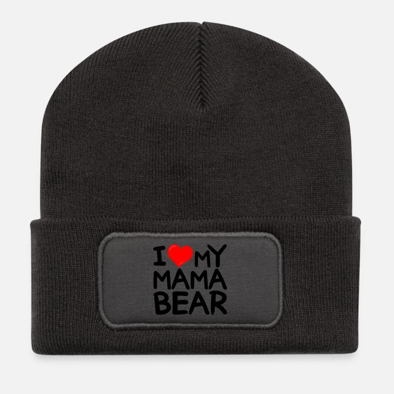 Ich liebe meine Mama Bär - Ich liebe meine Mama Bär - Recycelte Patch Beanie - Dunkelgrau