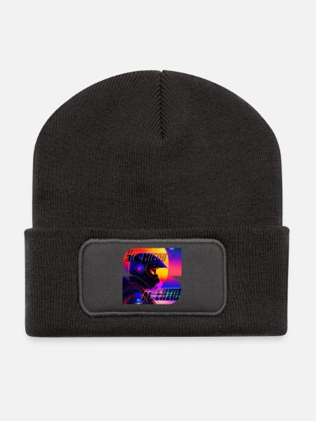 Furchtloses Neon Moto - Recycelte Patch Beanie - Dunkelgrau