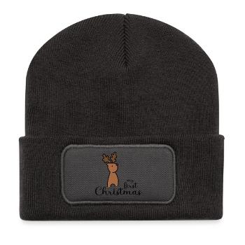 my first christmas design - Recycelte Patch Beanie - Dunkelgrau - Vorne