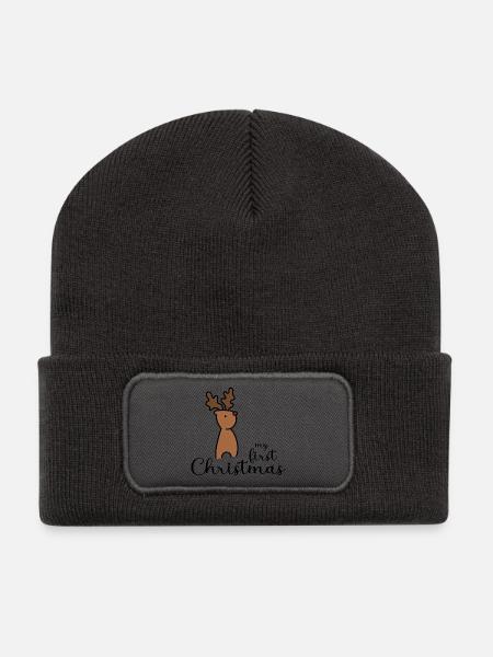 my first christmas design - Recycelte Patch Beanie - Dunkelgrau