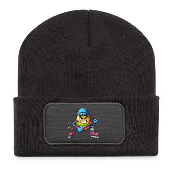 Easter Egg Hockey Design | hockey player - Recycled Patch Beanie - dark grey - Front