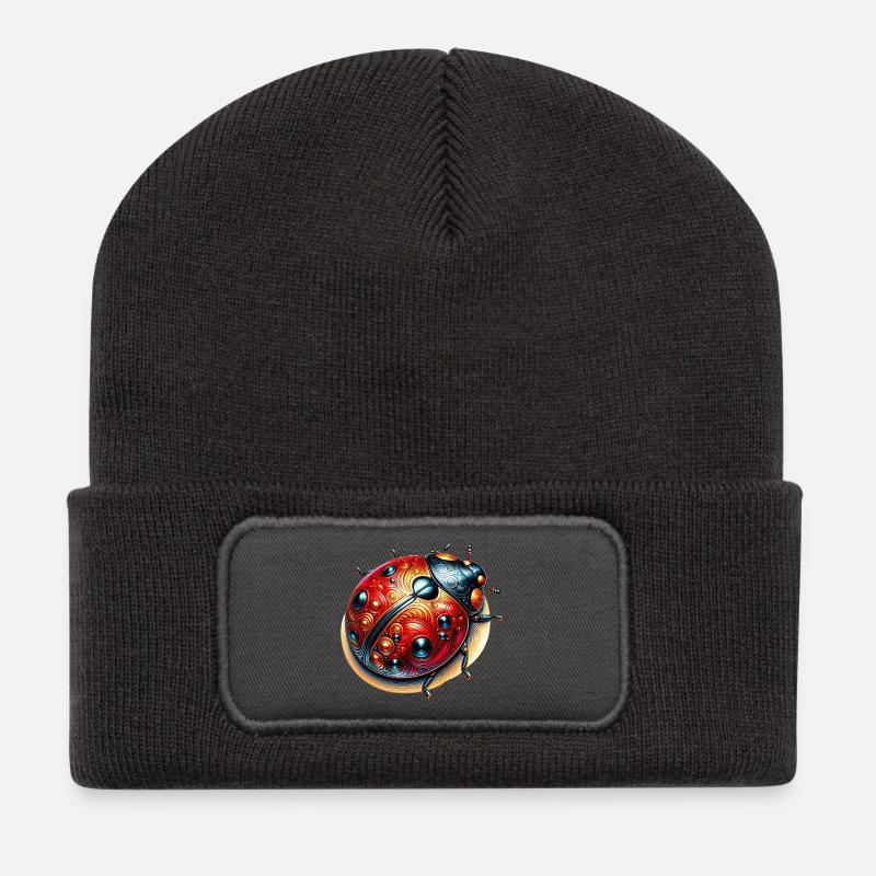 Marienkäfer - Recycelte Patch Beanie - Dunkelgrau