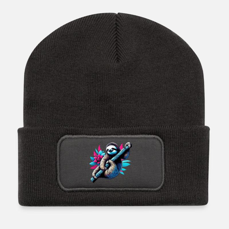 Paresse - Beanie recyclé à patch - charbon