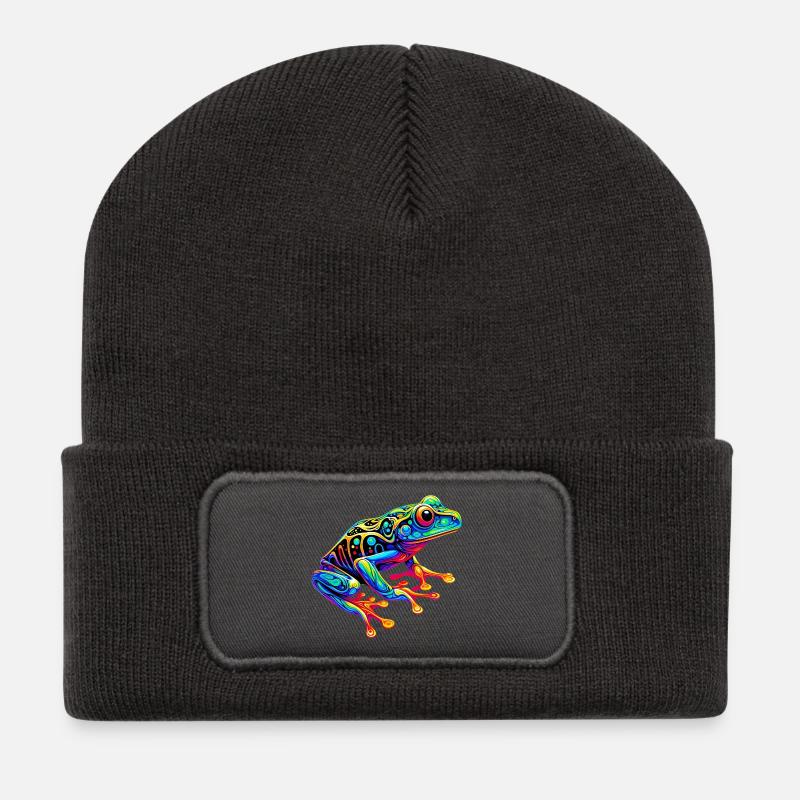 Frosch - Recycelte Patch Beanie - Dunkelgrau