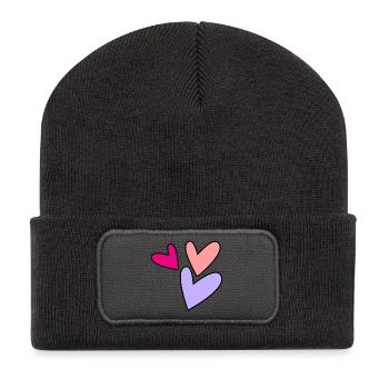 HERZ. PAAR. ICH HABE GERADE GEHEIRATET. Junggesellinnenabschied. VALENTINSTAG. - Recycelte Patch Beanie - Dunkelgrau - Vorne