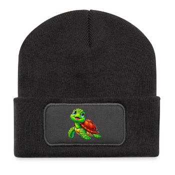 Tortue - Beanie recyclé à patch - charbon - Devant