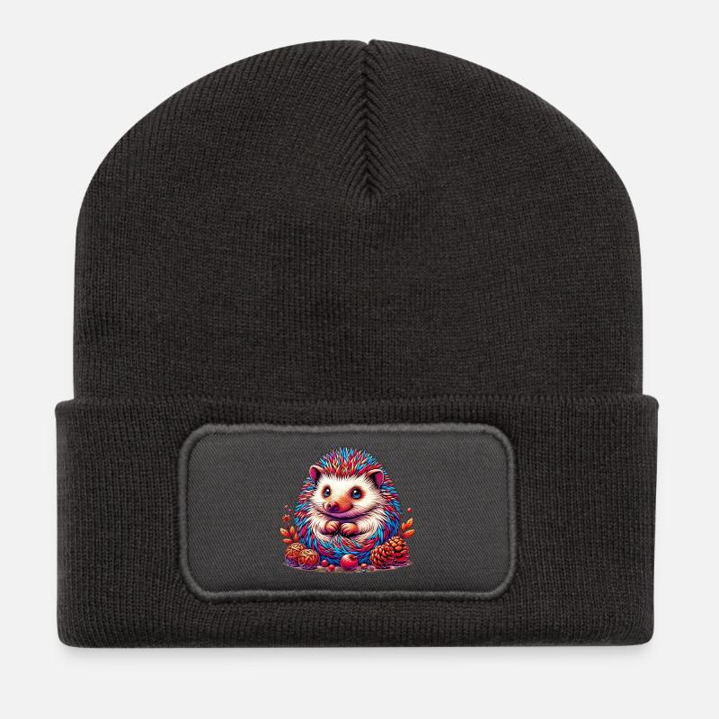 Igel - Recycelte Patch Beanie - Dunkelgrau