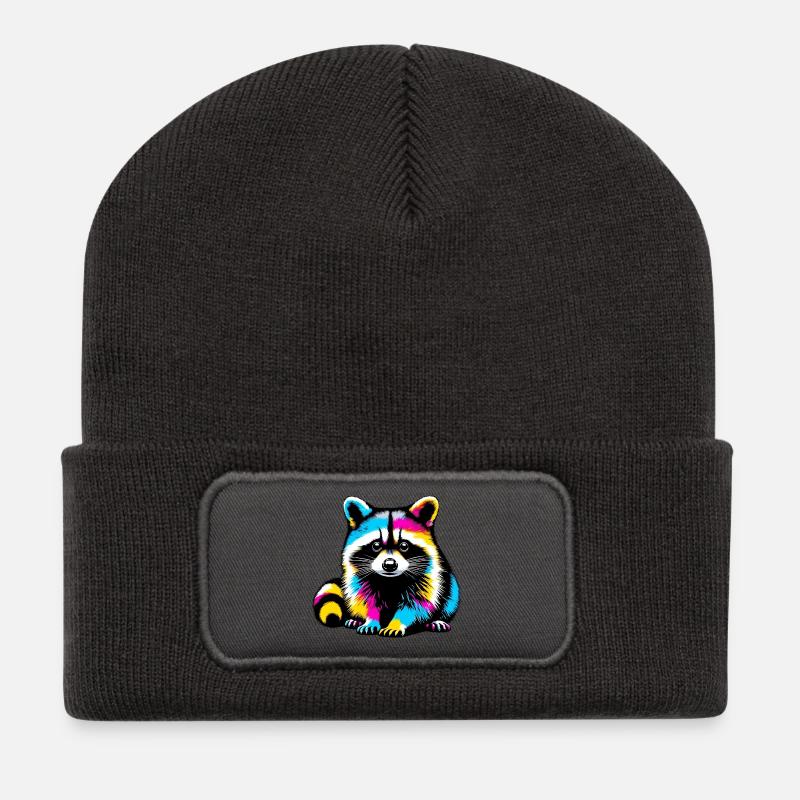 Waschbär - Recycelte Patch Beanie - Dunkelgrau