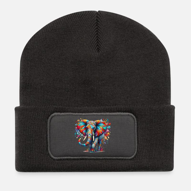 Elefant - Recycelte Patch Beanie - Dunkelgrau