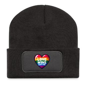 L’AMOUR GAGNE À CHAQUE FOIS : Célébrez la fierté et l’unité - Beanie recyclé à patch - charbon - Devant