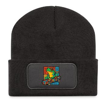 Frosch Skateboard - Recycelte Patch Beanie - Dunkelgrau - Vorne