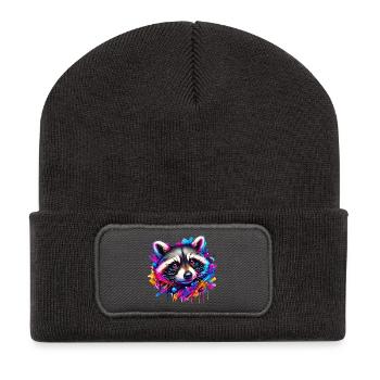 Raton laveur - Beanie recyclé à patch - charbon - Devant