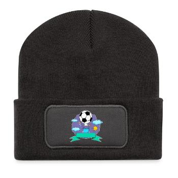 Football Hot Air Balloon Name Tag Purple - Recycled Patch Beanie - dark grey - Front