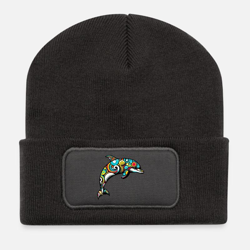Delfin - Recycelte Patch Beanie - Dunkelgrau