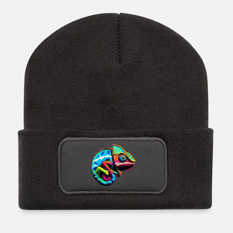 Chamäleon - Recycelte Patch Beanie - Dunkelgrau